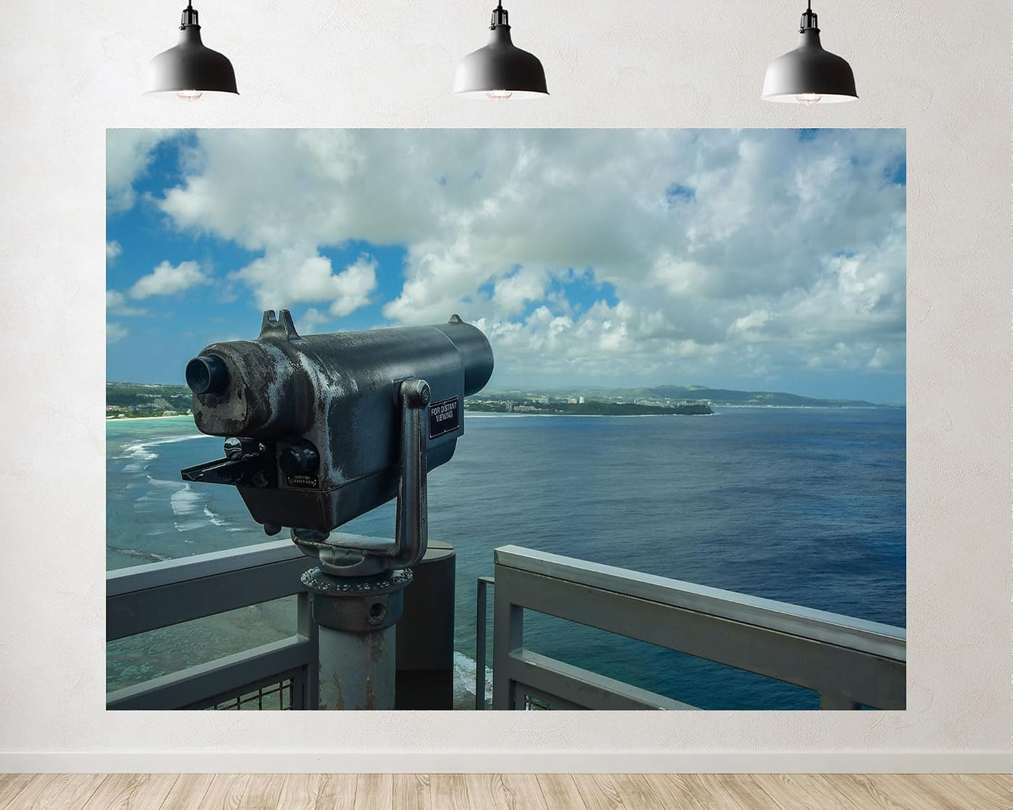 TryKid 8x6ft Ocean Viewfinder Backdrop Blue Sky White Clouds Coastal Landscape Photography Background Beach Themed
