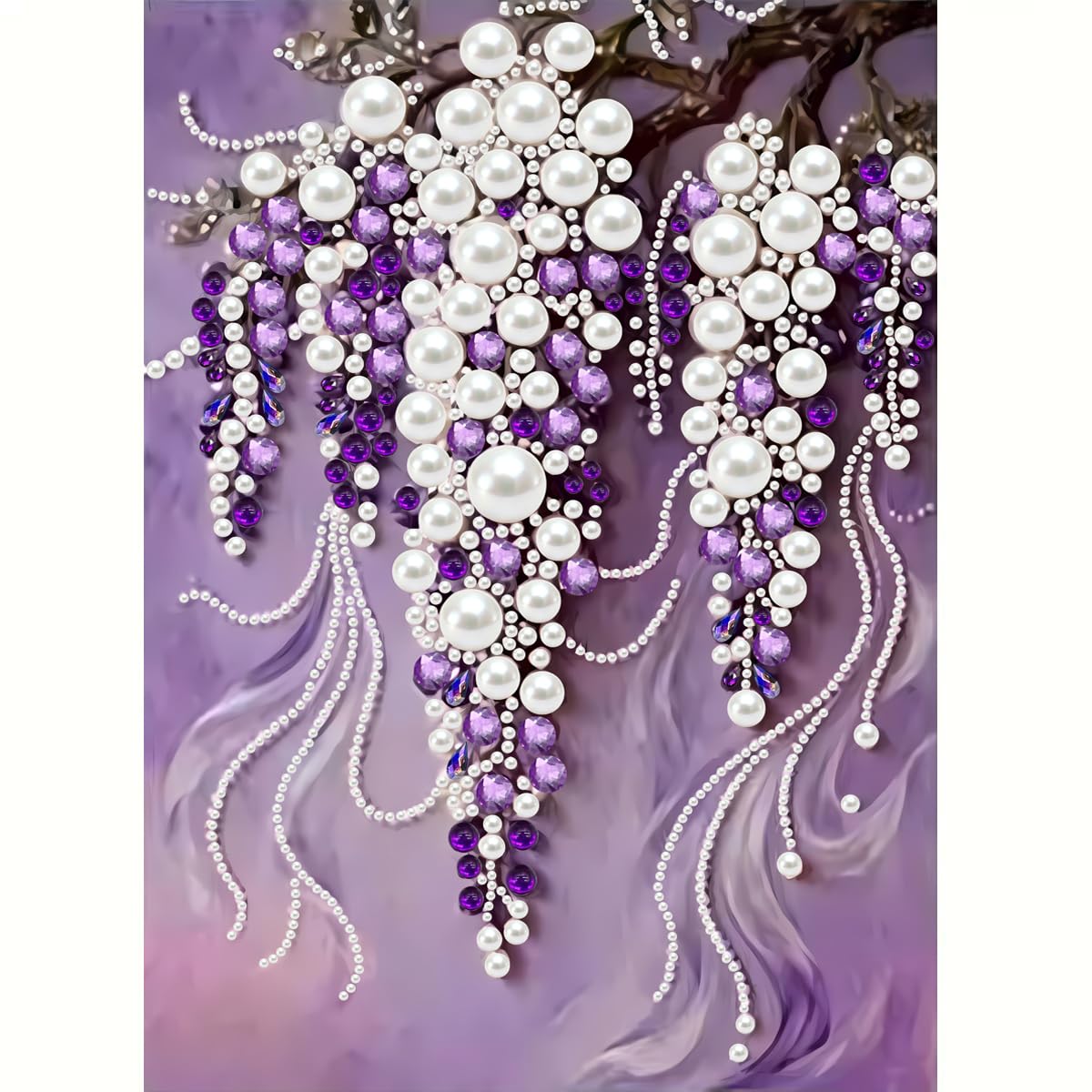 GEMFAMILY Violet Pearl Diamond Art Kits for Adults,DIY Special Shaped Diamond Painting Kit for Beginners,5D Diamond Painting Pearl Gem Art for Home Wall Decor 12 X 16 Inch