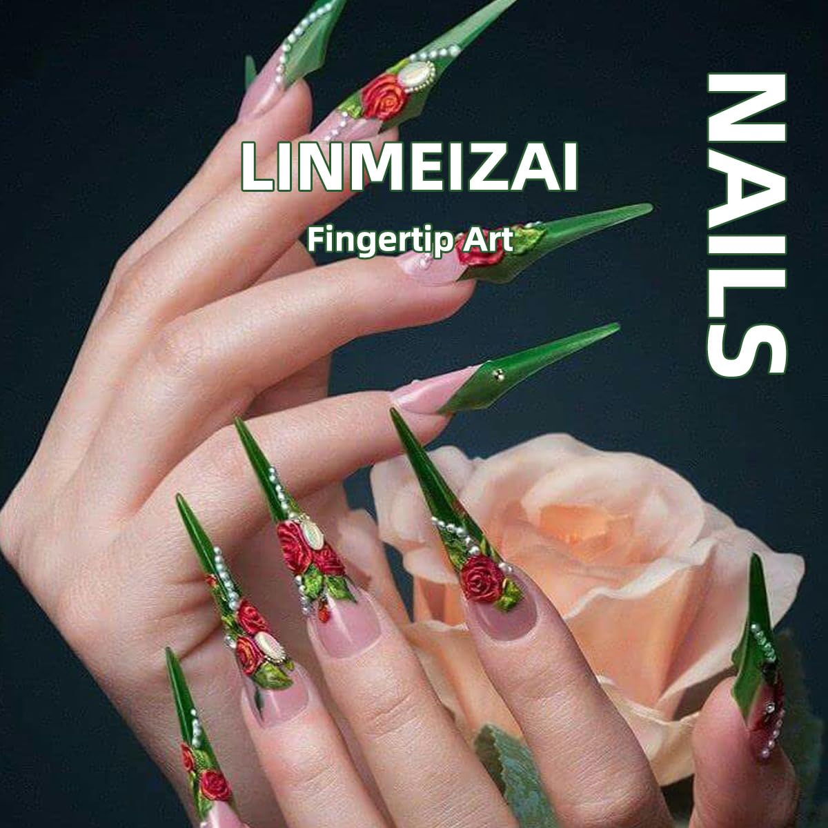 LINMEIZAI Press on Nails Short Square Spring Flower Glossy Acrylic Fake Nails Press ons Glue on False Nails for Women Reusable Cute Manicure Set Gilded Stick on Nails French Tip Kit 24Pcs