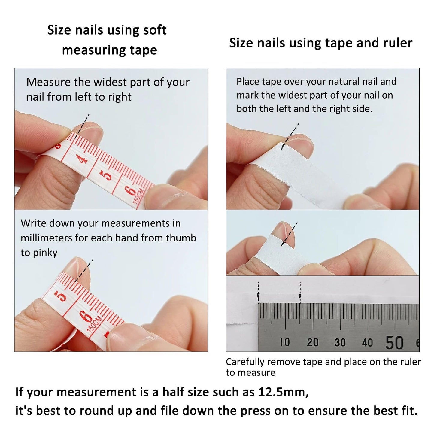 Handmade French Tip Press on Nail Almond Fake ons with Designs Chrome False Nails Long Glossy Full Cover Glue on Nails Stick Women Nails Manicure Decoration 10Pcs (MT-169-M)