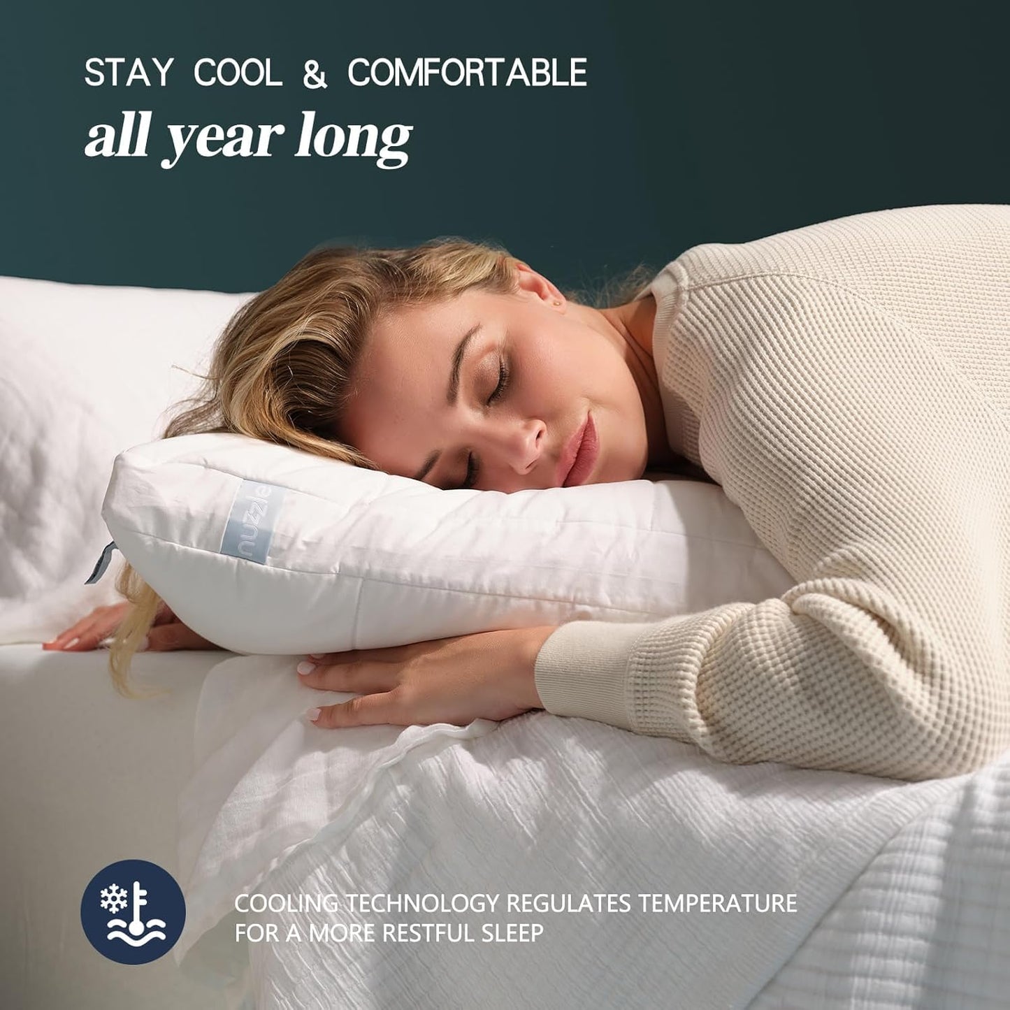 Regine Switzerland Queen Size Cooling Pillows Set of 2 - Adjustable Soft Firm Luxury for All Sleep Positions