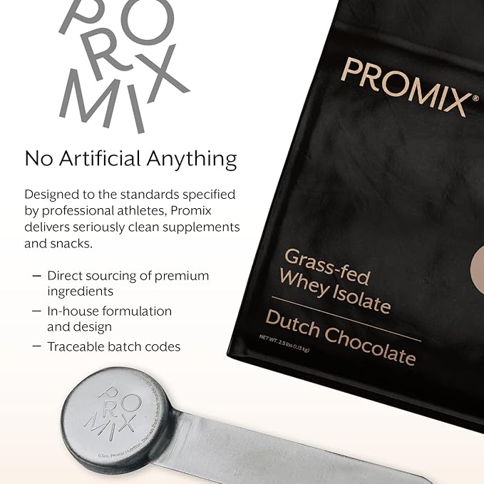 ProMix Nutrition Whey Protein Isolate Powder, Chocolate - Grass-Fed - ­Post Workout Fitness & Nutrition Shakes, Smoothies, Baking & Cooking Recipes - Gluten-Free & Keto-Friendly - 5lb