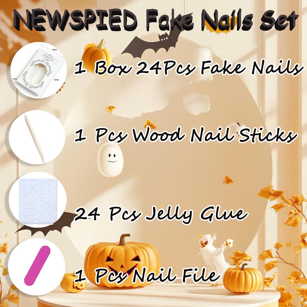 24Pcs Halloween Nails Ghost Bat Press on Nails Medium Almond Green French Tip Fake Nails with Star Designs Halloween Acrylic Nails Artificial Full Cover Glue on Nails Spooky Stick on Nail for Women