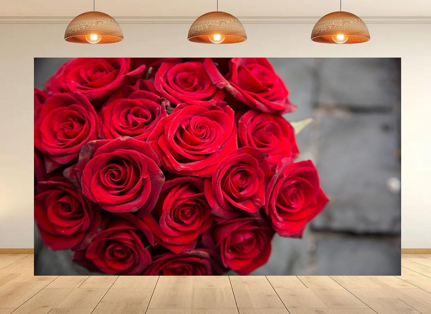 UPXIO 4x4ft Red Rose Bouquet Close Up Backdrop Romantic Floral Arrangement Photo Background Tapestry for Valentine's