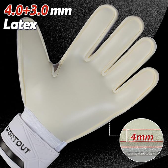 Sportout Goalie Gloves, Goalkeeper Gloves with Finger Protection, Breathable Soccer Goalie Gloves, 4mm Latex, for Kids Youth and Adult