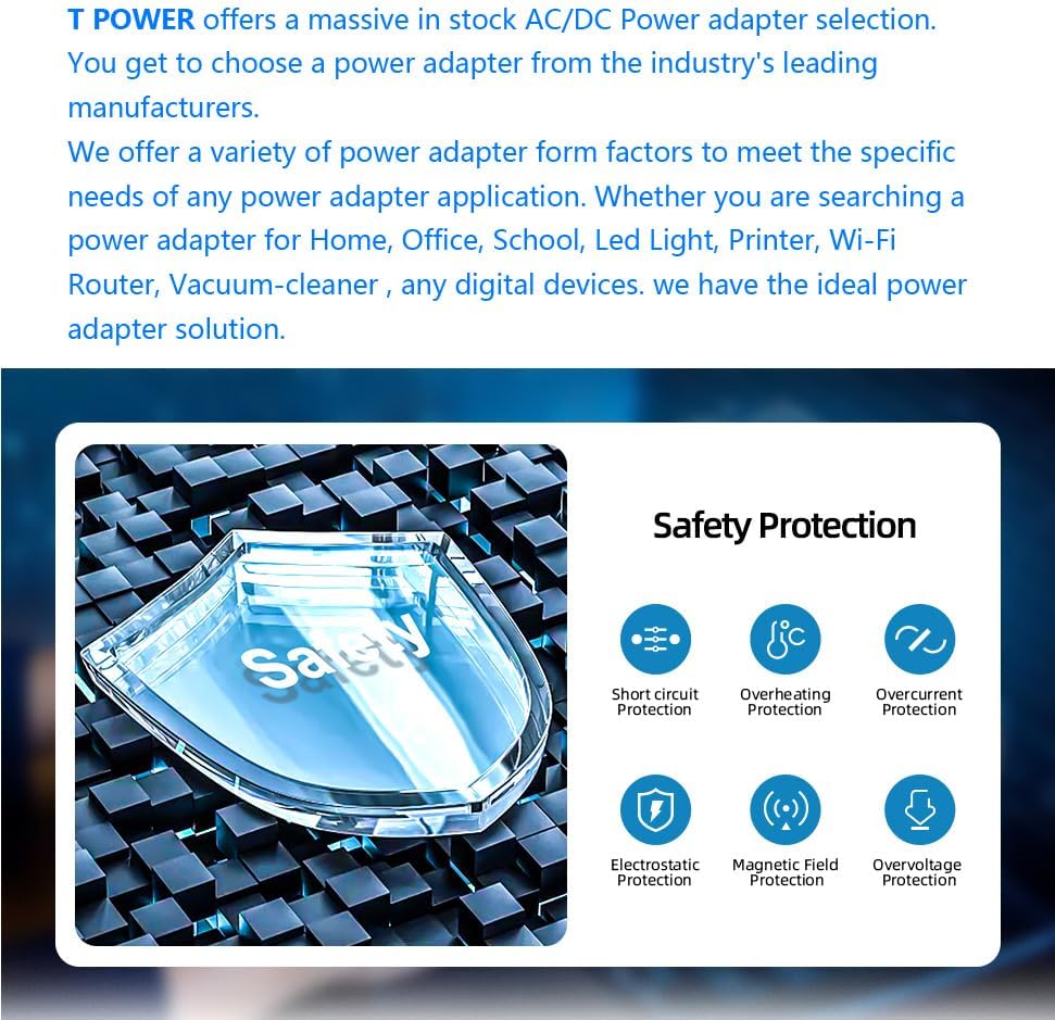 T POWER 12V DeVilbiss 7310 7314 7305P-D 7305PD 7305P-613 7304D-619 73XX Ac Dc Adapter for Homecare Portable Suction