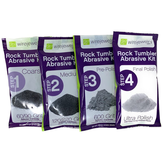 Wirejewelry 4 Step Rock Tumbler Abrasive Grit and Polish Kit, Single Batch