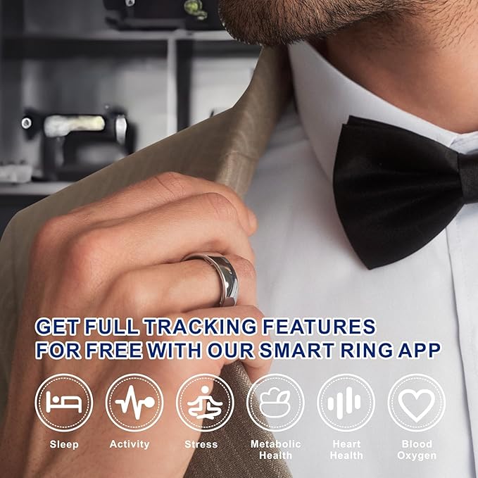 Smart Ring, Activity Trackers, Sleep Ring, Fitness Tracking, Stress Tracker, Heart Rate, Meditation, Temperature, Respiratory, No App Subscription, Women, Men, iOS, Android (Silver, 11)