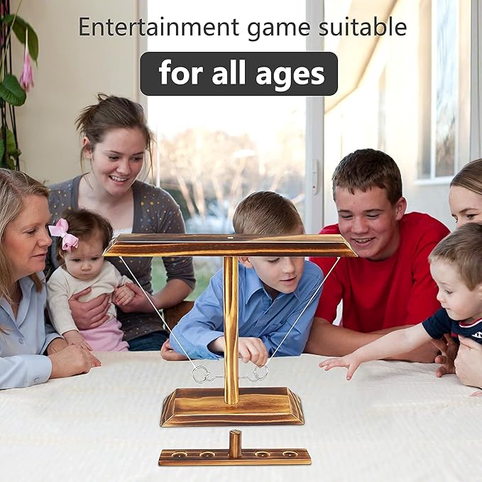 Ring Toss Games for Adults, Fast-Paced Interactive Toss Games with Shot Ladder Bundle, Outdoor Indoor Handmade Wooden Hook and Ring Game for Bars, Home, Large