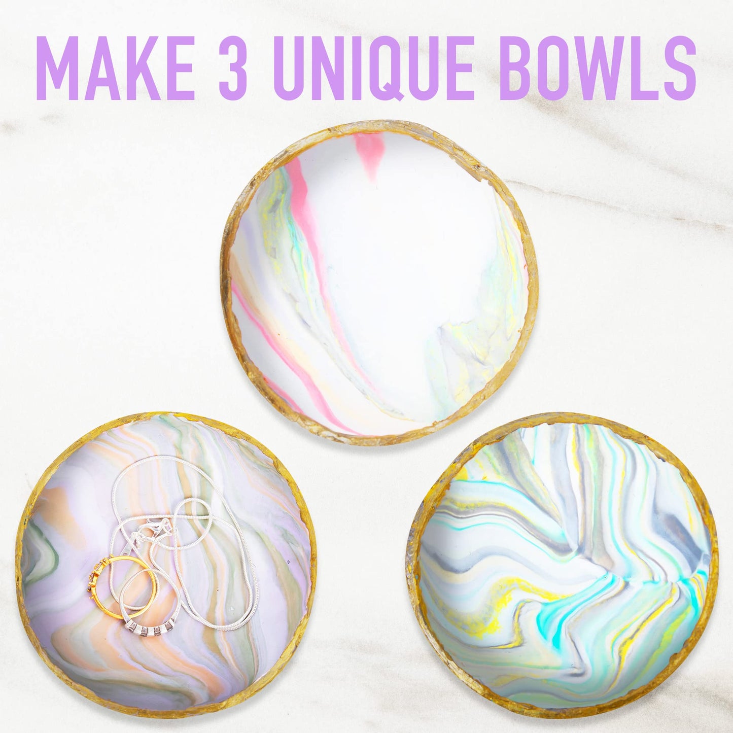 JOiFULi Make Your Own Clay Jewelry Bowls Arts and Crafts Kit for Girls Kids Ages 8 9 10 11 12 Years Old