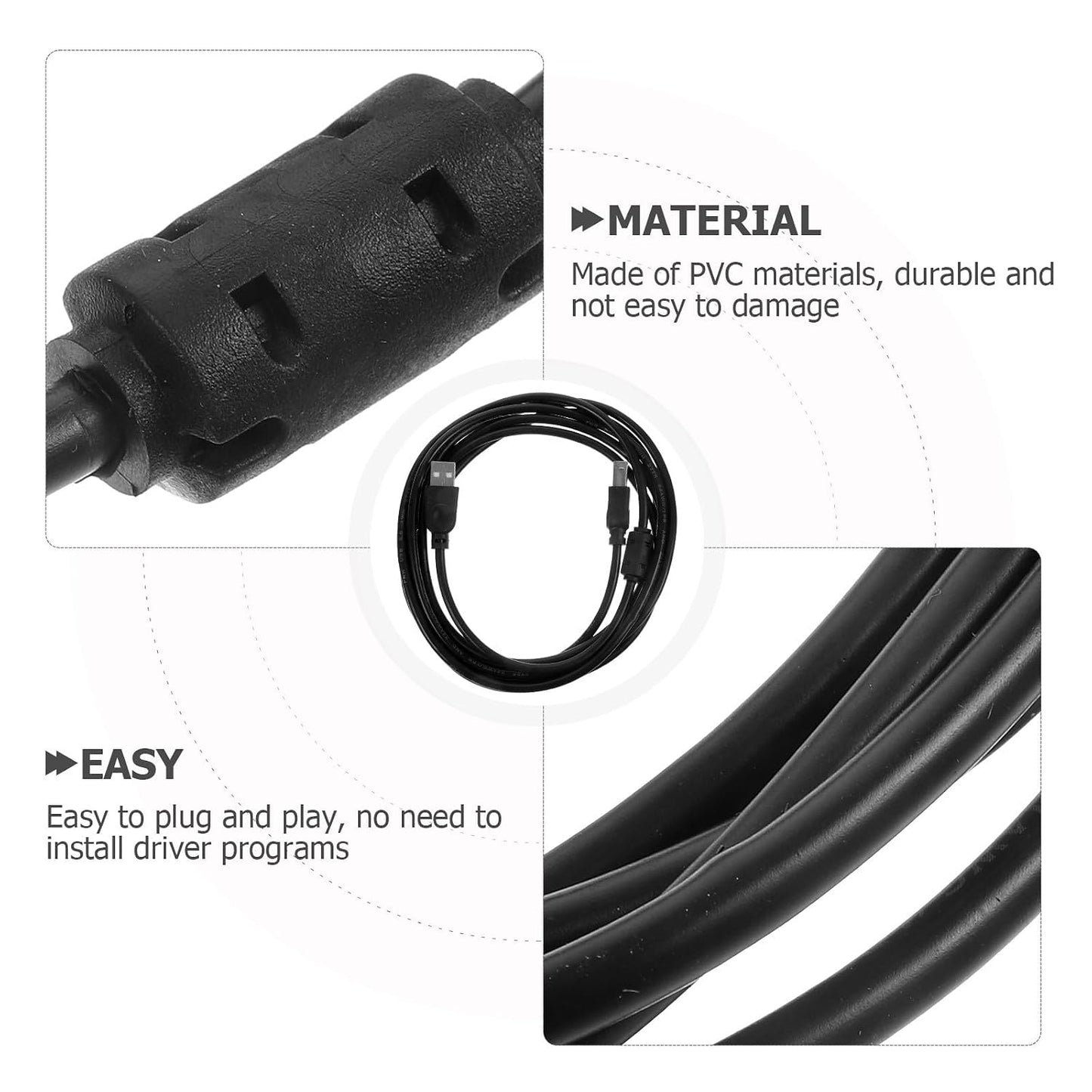 3m 2.0 NOLITOY Printer USB Cable Black USB Connection Cord for Computer, Copier, Scanner, and Fax Machine Office Supply