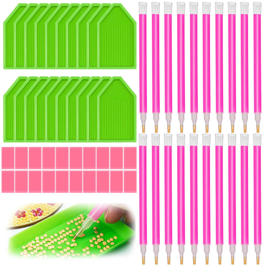 60PCS Diamond Art Painting Tools 5D Diamond Art Wax Accessories with 20 Drill Pen Grip Tray, Diamond Painting Kits for Kids Adults DIY Diamond Painting Crafts