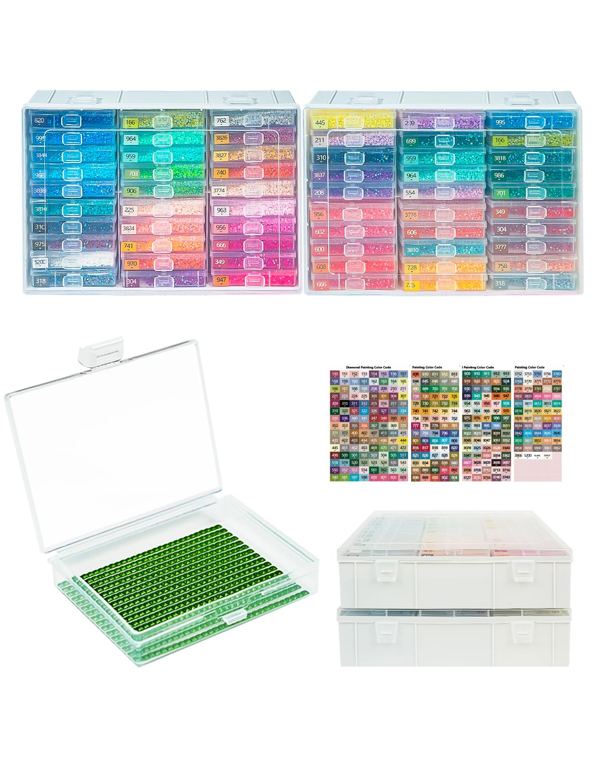 YBUTVY Diamond Art Trays with Lids, 60PCS Diamond Painting Trays with Lids ＆ Diamond Art Storage, Diamond Painting Accessories for Beads (2 Packs)