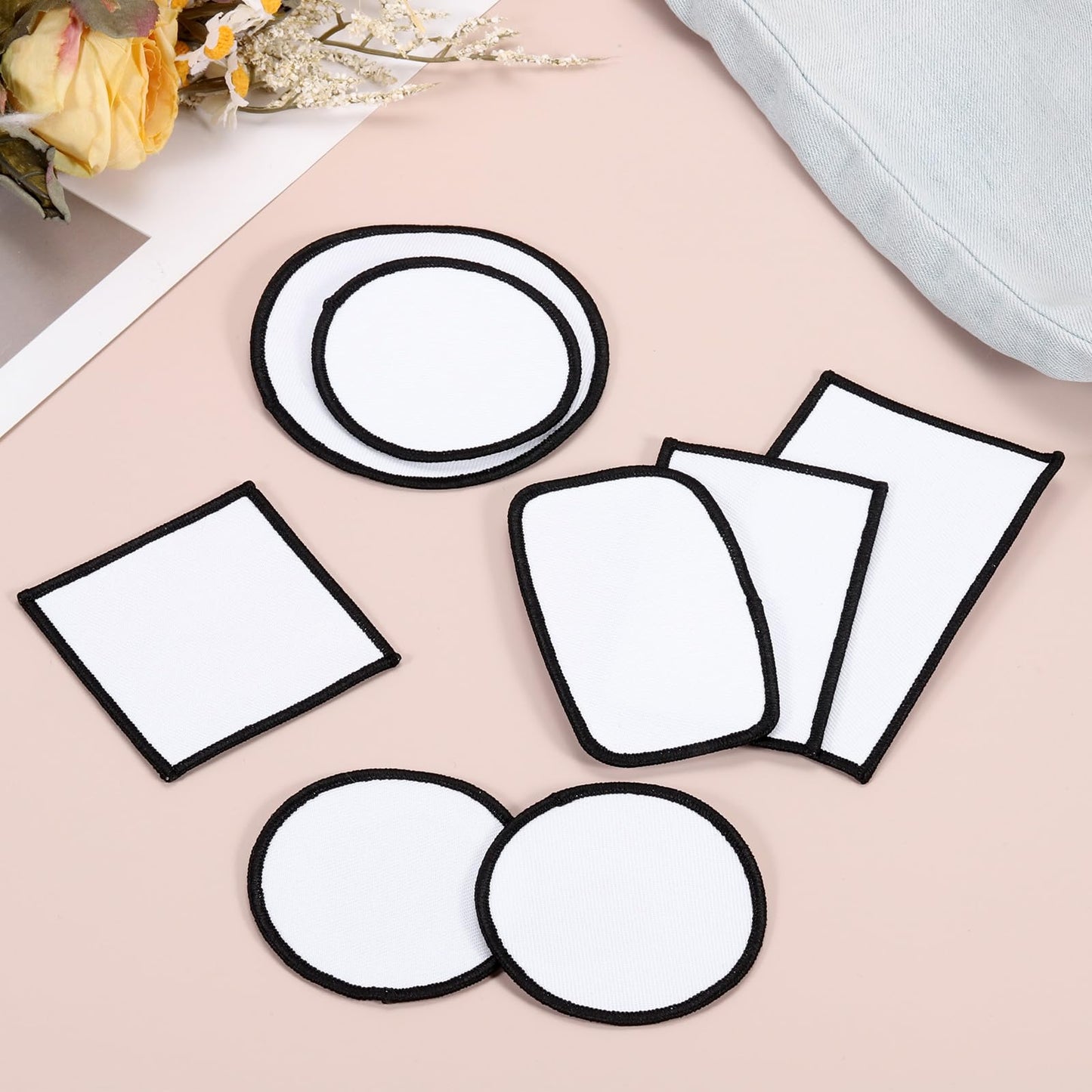 PATIKIL Sublimation Blank Patches Fabric Square Iron-on Repair Blank Patches for Hat Caps Clothes Shoes Bags Backpacks DIY Crafts, 30 Pcs, White, 2.4x2.4