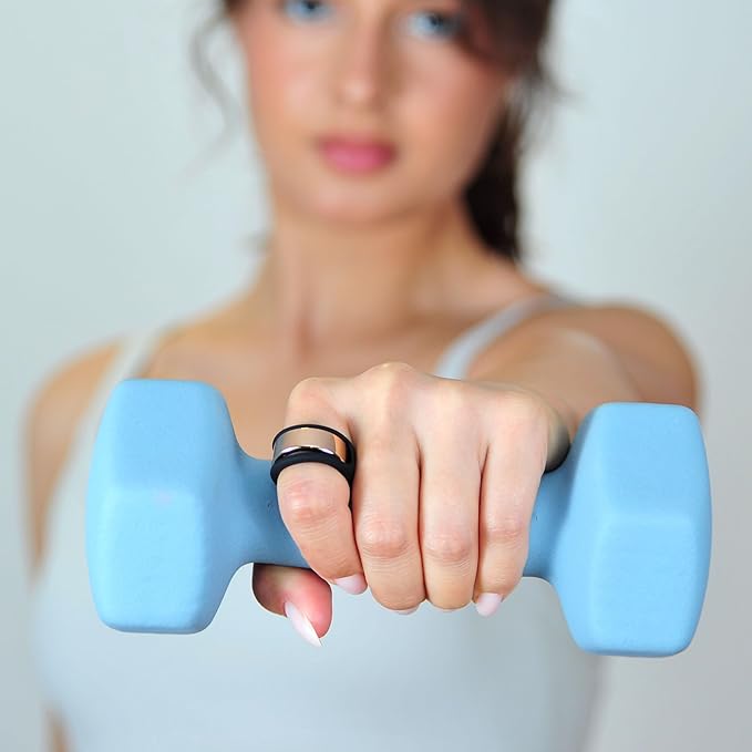 Rinfit Smart Ring Protector - Silicone Ring Enhancer for Active Lifestyle and Gym - StyleFit U.S. Design Patent - Black, Size 8