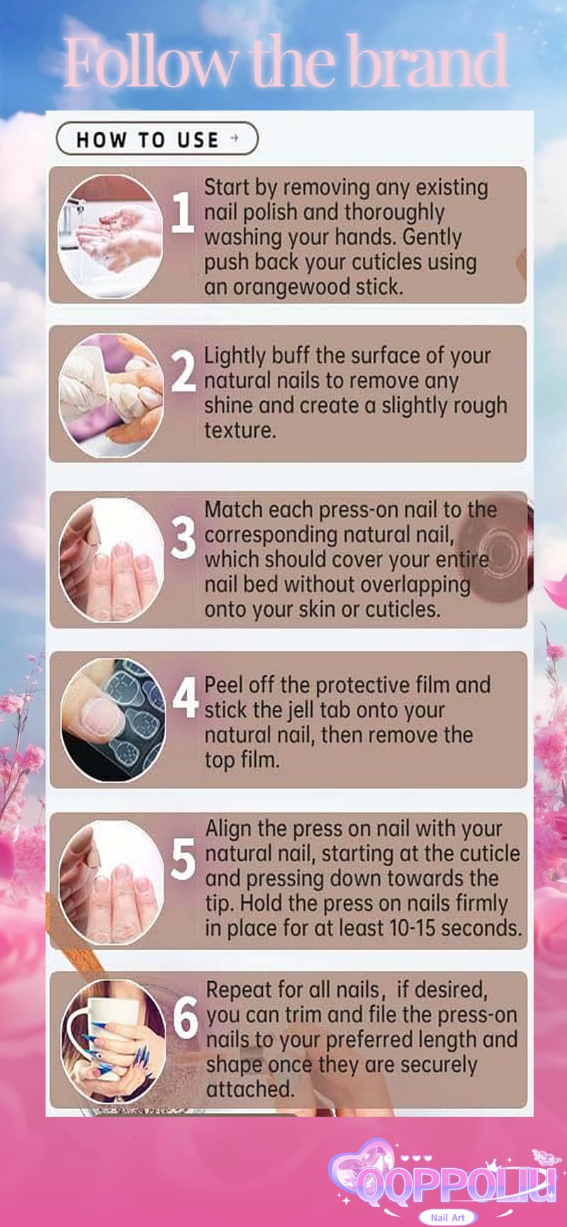 QQPPOLIU Nude Press on Nails Almond Shape Fake Nails Medium False Nails with Striped Design Cute Full Cover Nails 24Pcs
