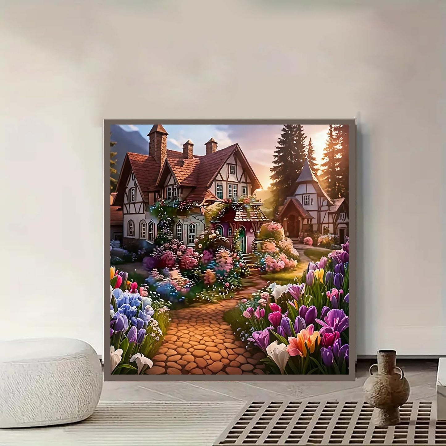 GXGLLPZBY 5D Diamond Painting Kit for Adults Beginners,DIY House Flower Paint By Diamond Art Kits,Suitability Friends Full Round Drill Diamonds Dots Gem Art,Home Wall Decor 13.78x13.78 Inch