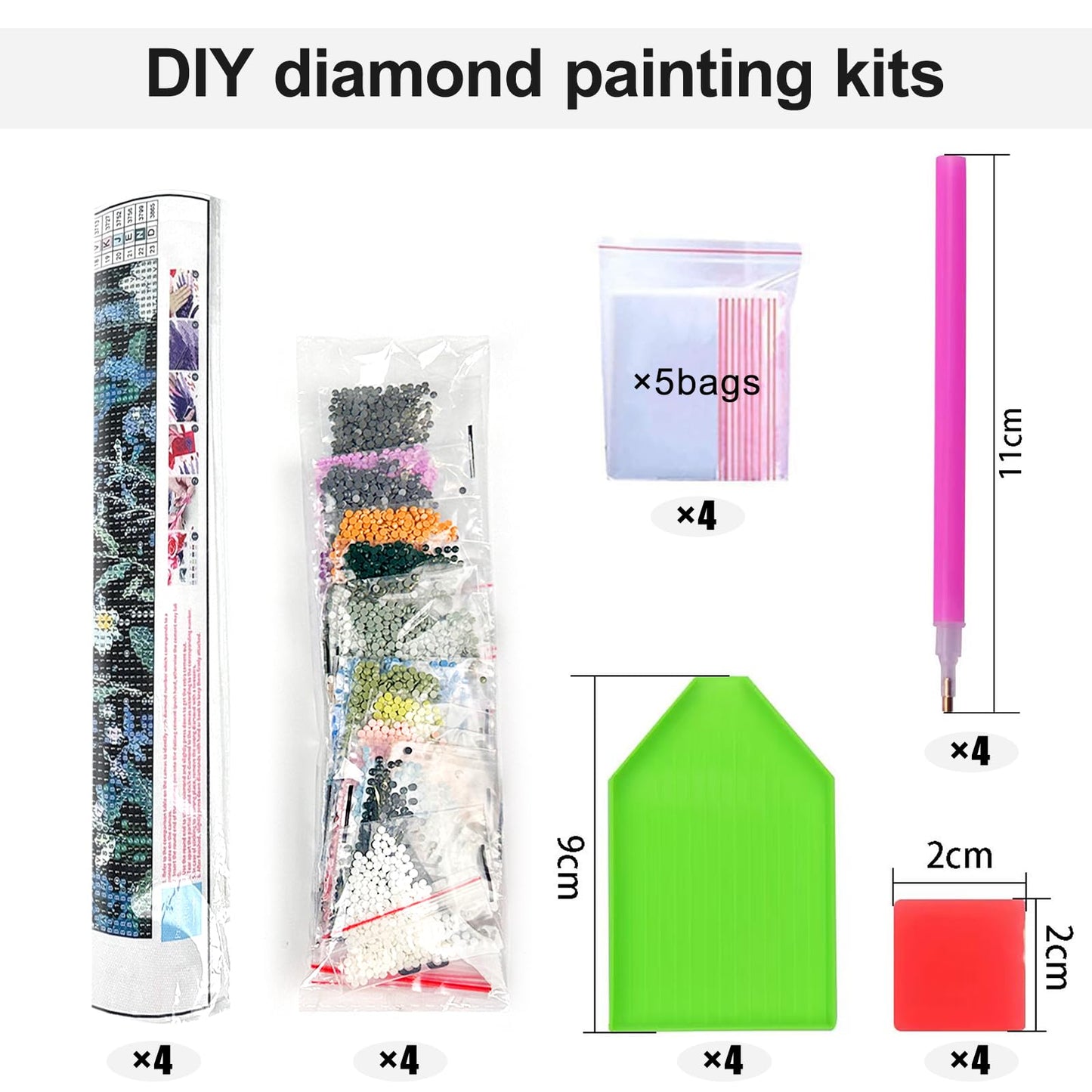 4 Pack Pink Coquette Bow Diamond Art Kits for Adults, 5D DIY Flower Diamond Painting Kits for Beginner, Diamond Dots Full Drill Crafts for Gem Art Dot Art Home Wall Decor for Teens Girls 12x16in