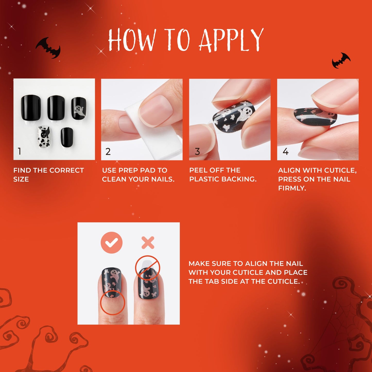 KISS imPRESS Halloween Press On Nails, ‘Coming Near’, Black, Short Squoval, Magnetic Powder Effect, No Glue, Glow-In-The-Dark, Includes Prep Pad, Mini Nail File, Manicure Stick & 30 Fake Nails