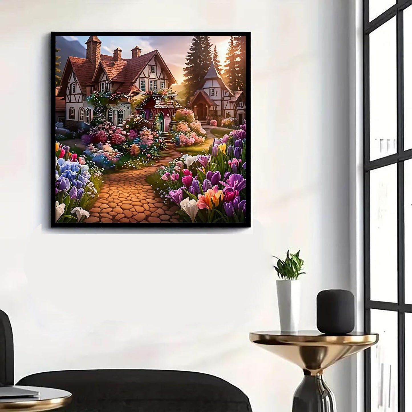 GXGLLPZBY 5D Diamond Painting Kit for Adults Beginners,DIY House Flower Paint By Diamond Art Kits,Suitability Friends Full Round Drill Diamonds Dots Gem Art,Home Wall Decor 13.78x13.78 Inch
