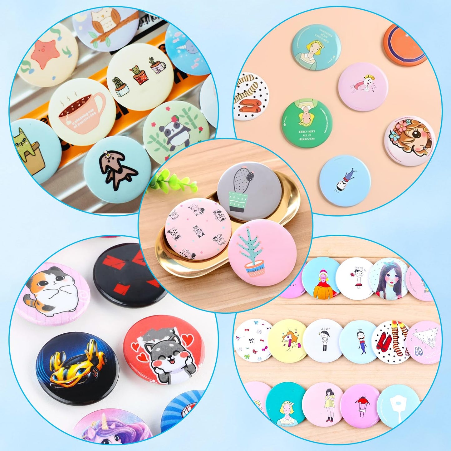 DAJAVE 400 Pieces 1.25 Inch Button Maker Supplies, 32mm Button Making Supplies, Round Badge Blank Button Pins, Includes Plastic Buttos Pin Back Cover, Metal Cover, Clear Film & Blank Paper