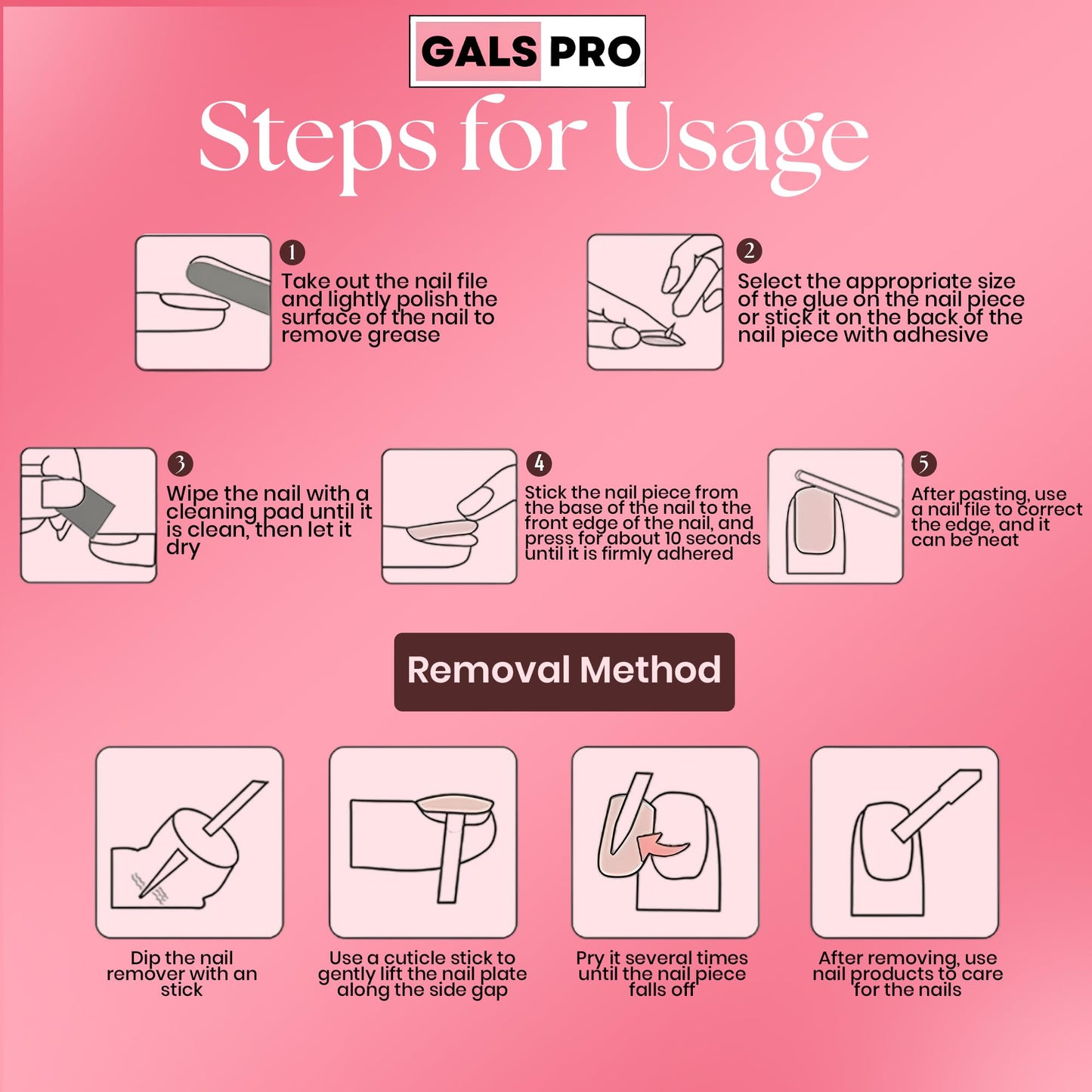 GALSPRO Short Press on Nails - Set of 24 Fake Nails with Designs in 12 Different Sizes for Perfect Fit, Cute False Nails Kit for Women with 0.07oz Nail Glue (LOVE IN BLOOM OVAL SHAPE, Short)