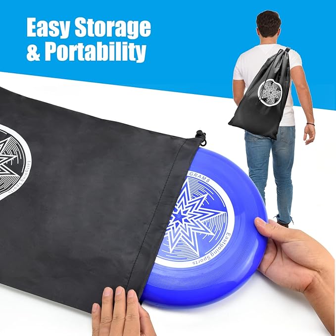Eastgoing Outdoor Flying Disc Game Set, Bottle Game with Height Adjustment Button und Score Tracker, Outdoor Polish Horseshoes Game Set for Lawn, Backyard, Park, Camping，Beach Game