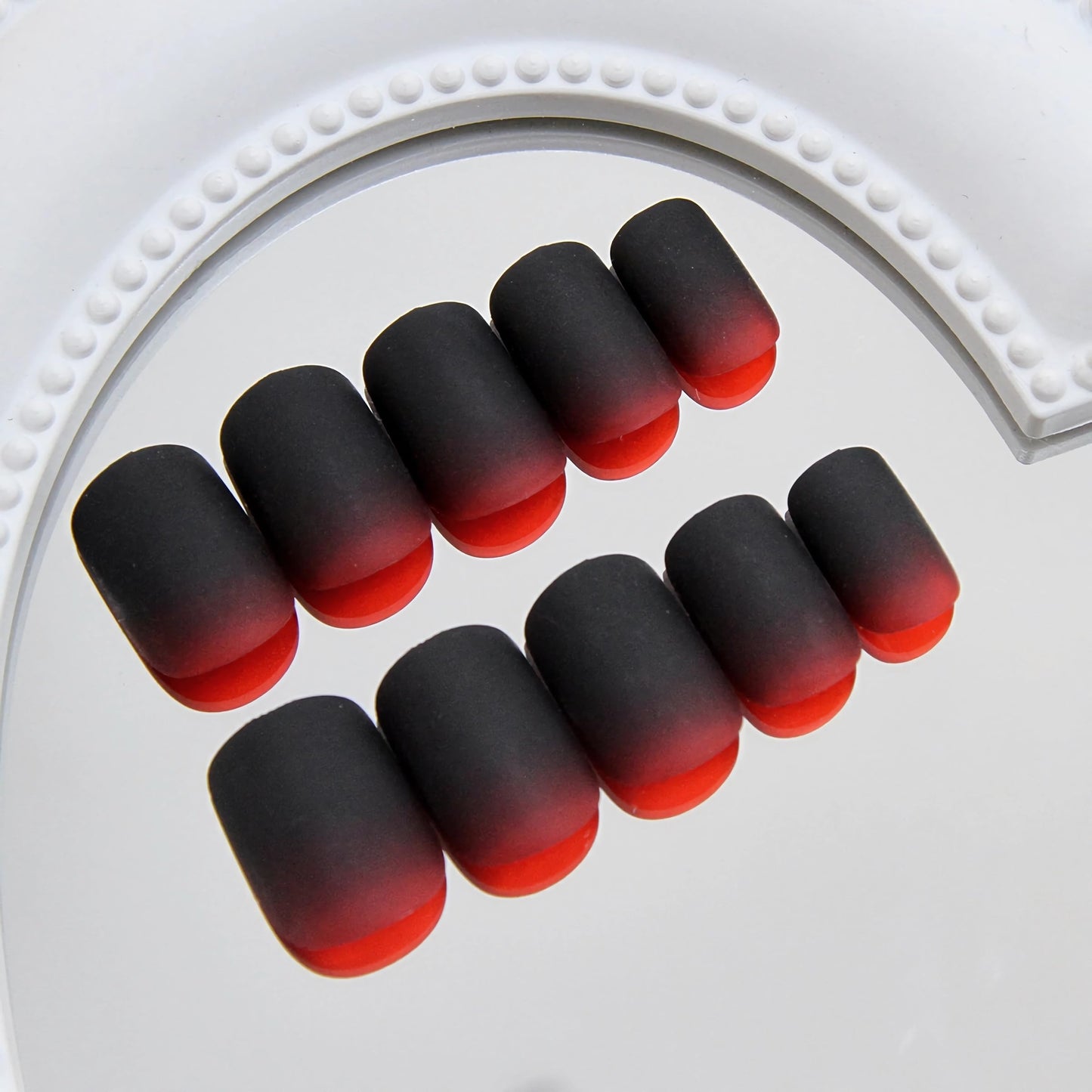 BABALAL Press on Nails Short Square Fake Nails Black Red Glue on Nails Gothic Acrylic Nails Matte False Nails Art Design 24pcs Squoval Manicure Full Cover Artificial Nails for Women Girls