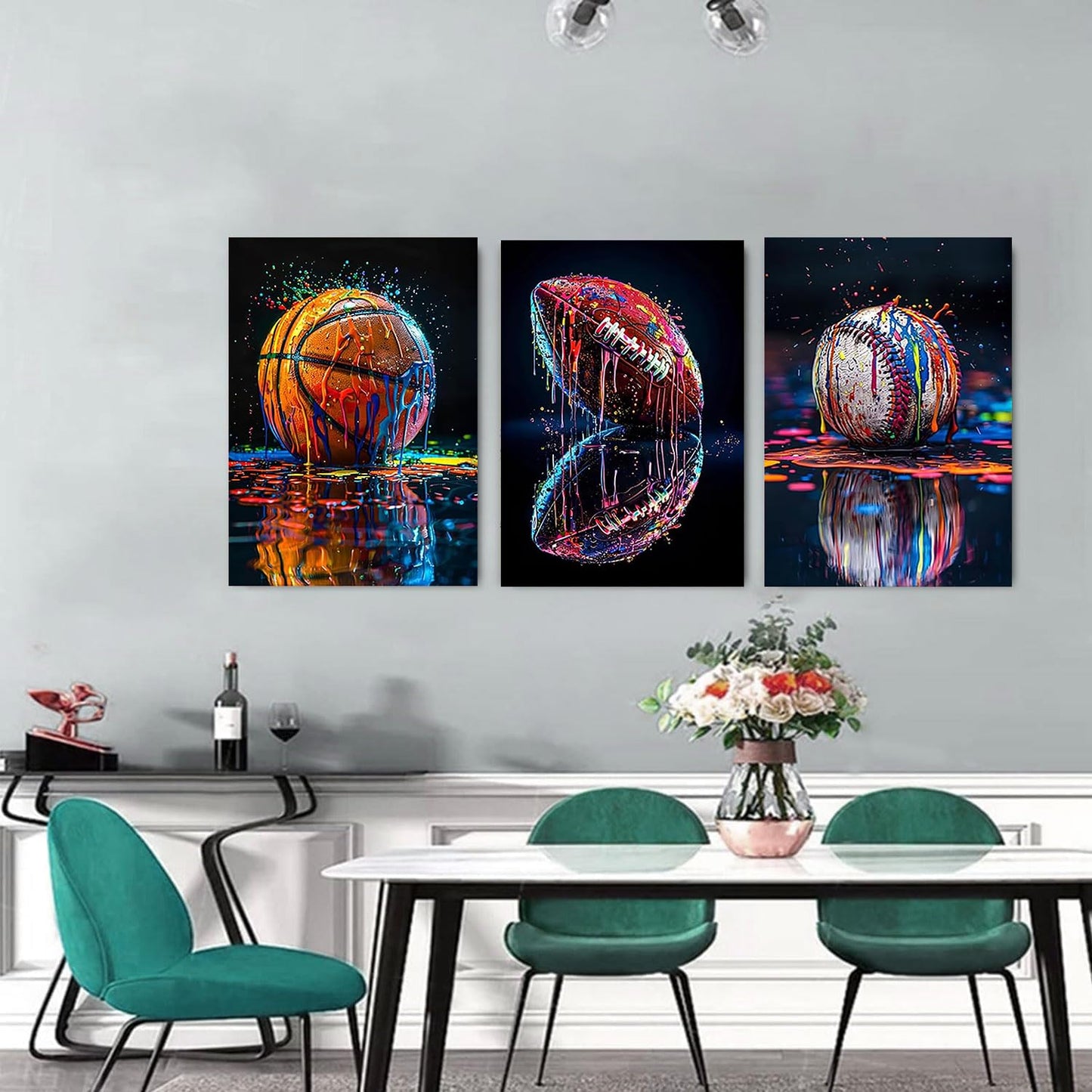 YOLENIXDiamond Art Kits for Adults Beginner,3 Pack Graffiti Sport DIY Modern Diamond Painting Kits 5D Diamond Dots Gem Art Crafts with Tools,Round Full Drill Crafts for Home Wall Decor&Gift-12x16in