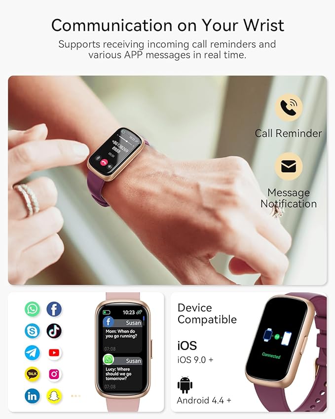 Fitness Tracker Watch, Smart Watches for Women with Heart Rate/Blood Oxygen/Sleep Monitor, 20+ Sports Modes Fitness Watches for Women/Men, Activity & Step Tracker Smart Watch for Android/iOS Phones