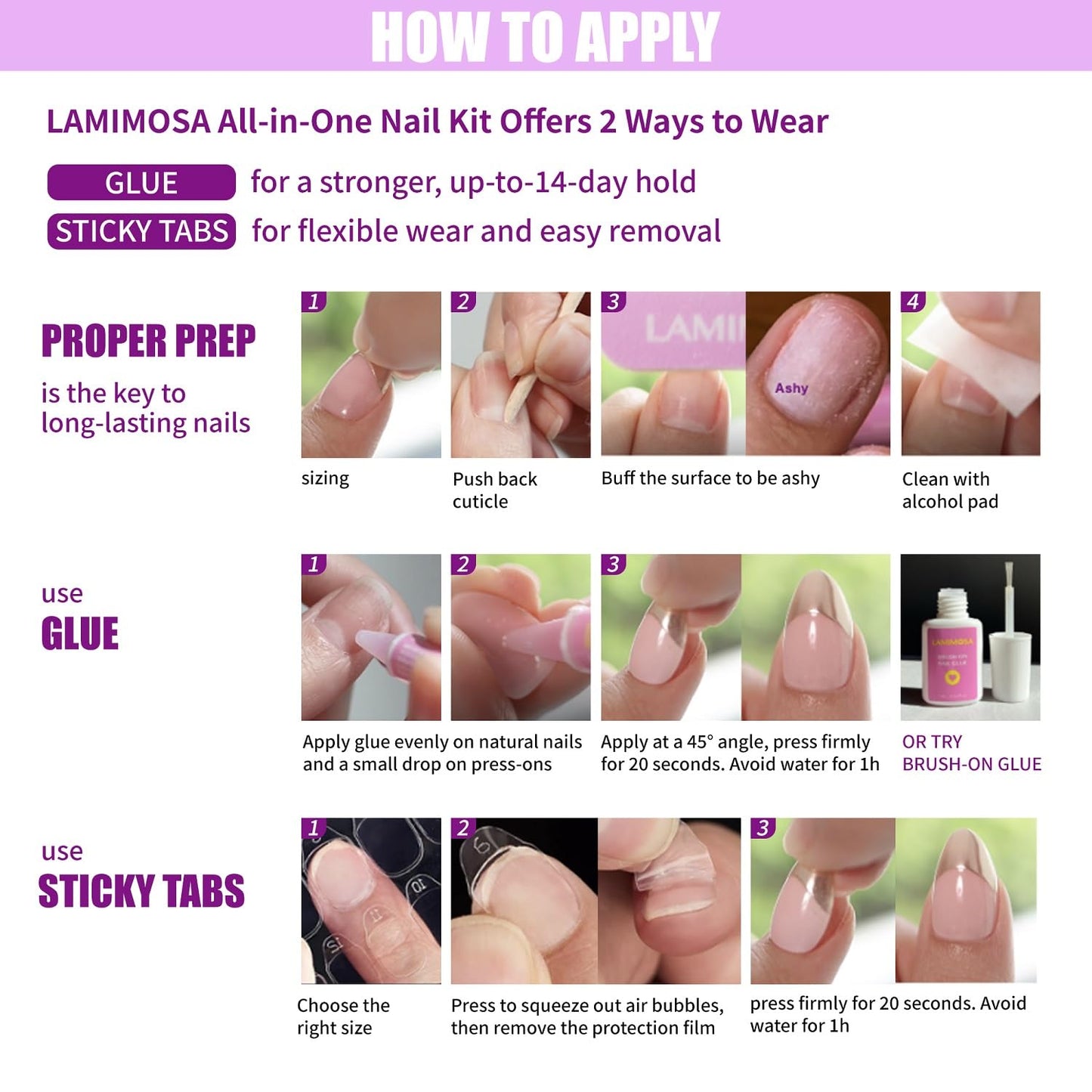 LAMIMOSA 32Pcs Chrome Press On Nails Short Almond - Soft Gel Fake Nails in 16 Sizes, Reusable Glue on Nails with Shimmery Effect, GLAZED DREAM