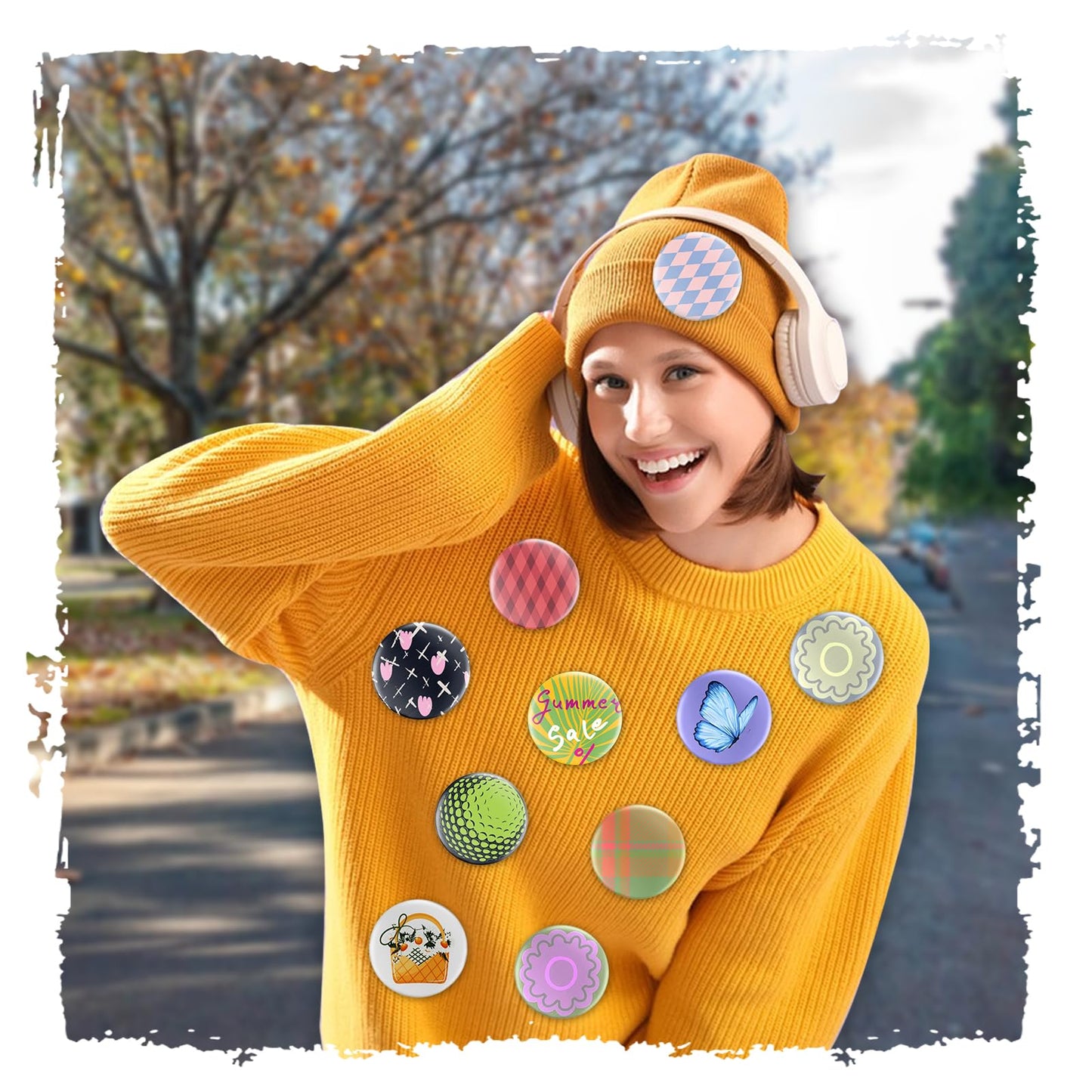 100 Sets 3 inch / 75mm Button Maker Supplies, Buttons Supplies for Custom Buttons & Badges, Metal Covers, Plastic Backs& Clear Film for Button Maker Machine, Badge Button Press