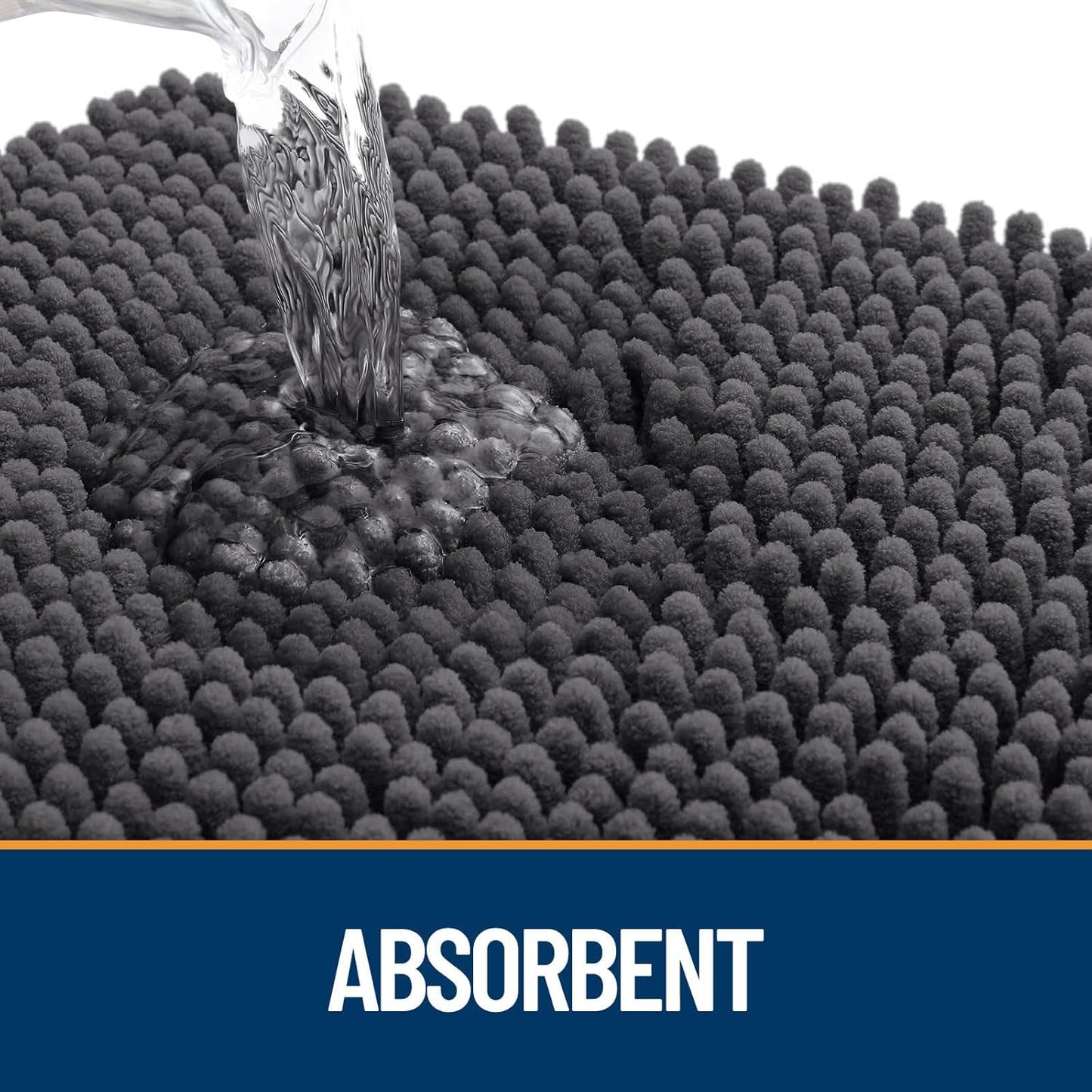 OLANLY Dog Door Mat - Absorbent Non-Slip Mud Mat for Paws | Quick Dry Chenille, 59x32, Dark Grey