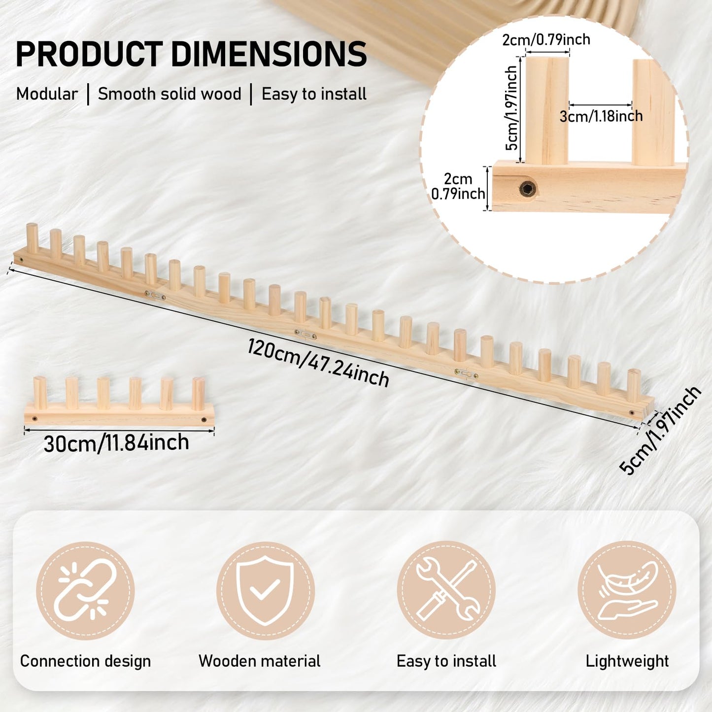 WHQLANG 47 Inch Chunky Knitting Blanket Loom, Reusable Weaving Frame for Sofa Blanket,Bed Runners,Shawls, Adjustable Size,No Needles, Portable DIY Hand Knitting Kit for Beginners