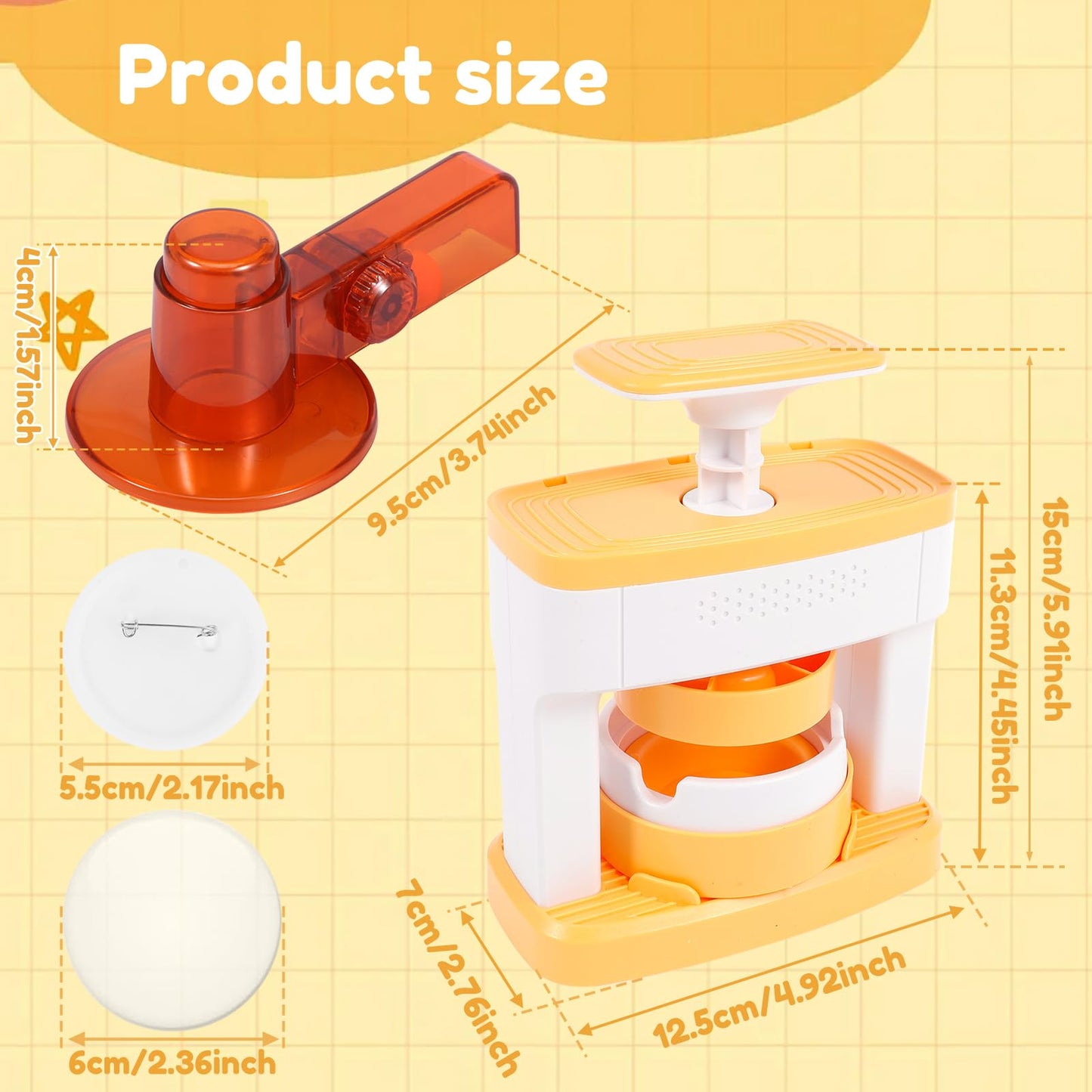 LUCKQUE Button Maker Machine, 55mm DIY Badge Punch Press Set with 48 Button Parts and Circle Cutter, Ideal DIY Round Pin Maker Machine Kit for Crafting Projects