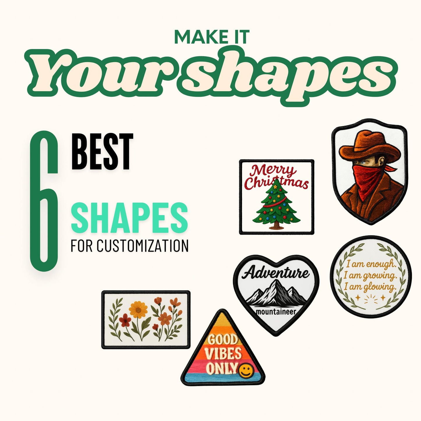 60 PCS Iron-On Sublimation Blank Patches – Mixed Shapes Polyester Fabric Patches for Hats, Backpacks, Clothes, DIY Crafts