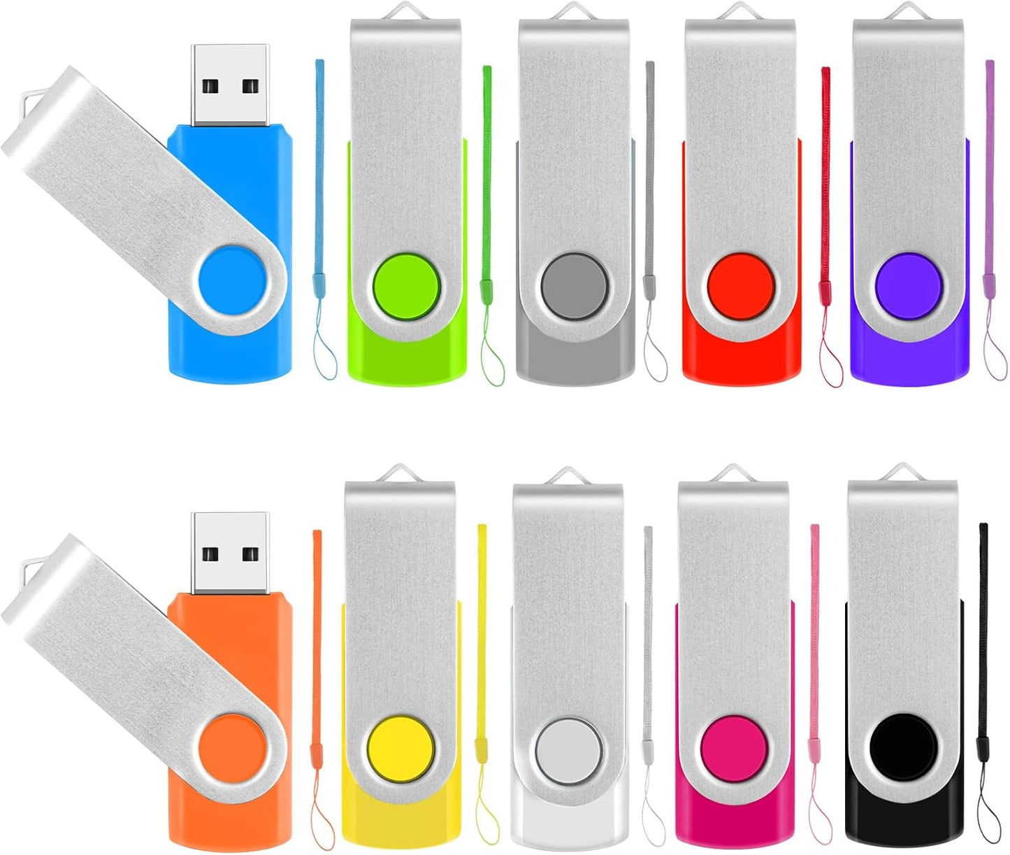 MECHEER 1GB 10 Pack, Bulk USB Flash Drive Thumb Drives Portable USB Storage Flash Drive Memory Stick Jump Drives Office