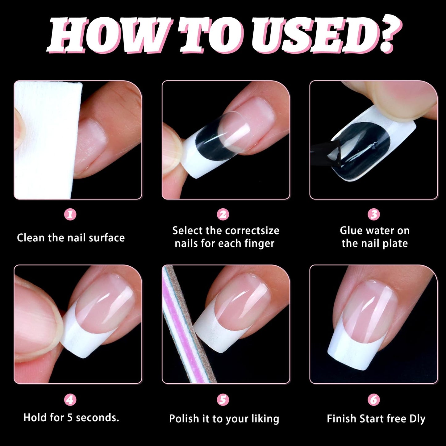 Bellelfin Pink French Tip Press on nails Short Square Fake Nails, 120PCS Square Nail Tips Short French Tip Nails, Clear Acrylic Nail Press on Full Cover False Nail