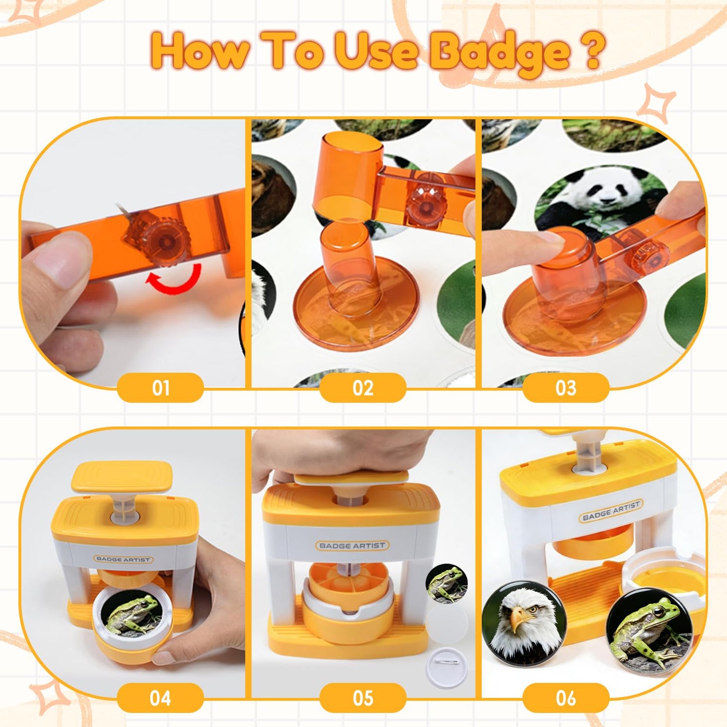 Button Maker Machine, 55mm/2.16in Pin Maker with 48pcs Button Parts and 48pcs Random Pictures Ergonomic Handle Buttons Makers for Children Gifts (5.9 x 4.9 x 2.7in)