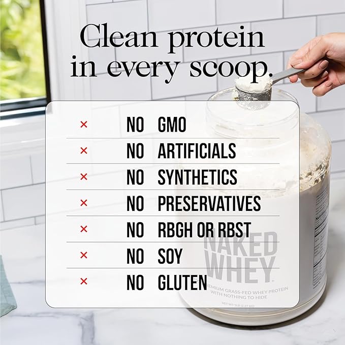 NAKED Whey Double Chocolate Grass Fed Whey Protein Powder, No GMO, No Soy, and Gluten Free. Nothing Artificial, Aid Growth and Recovery - 53 Servings