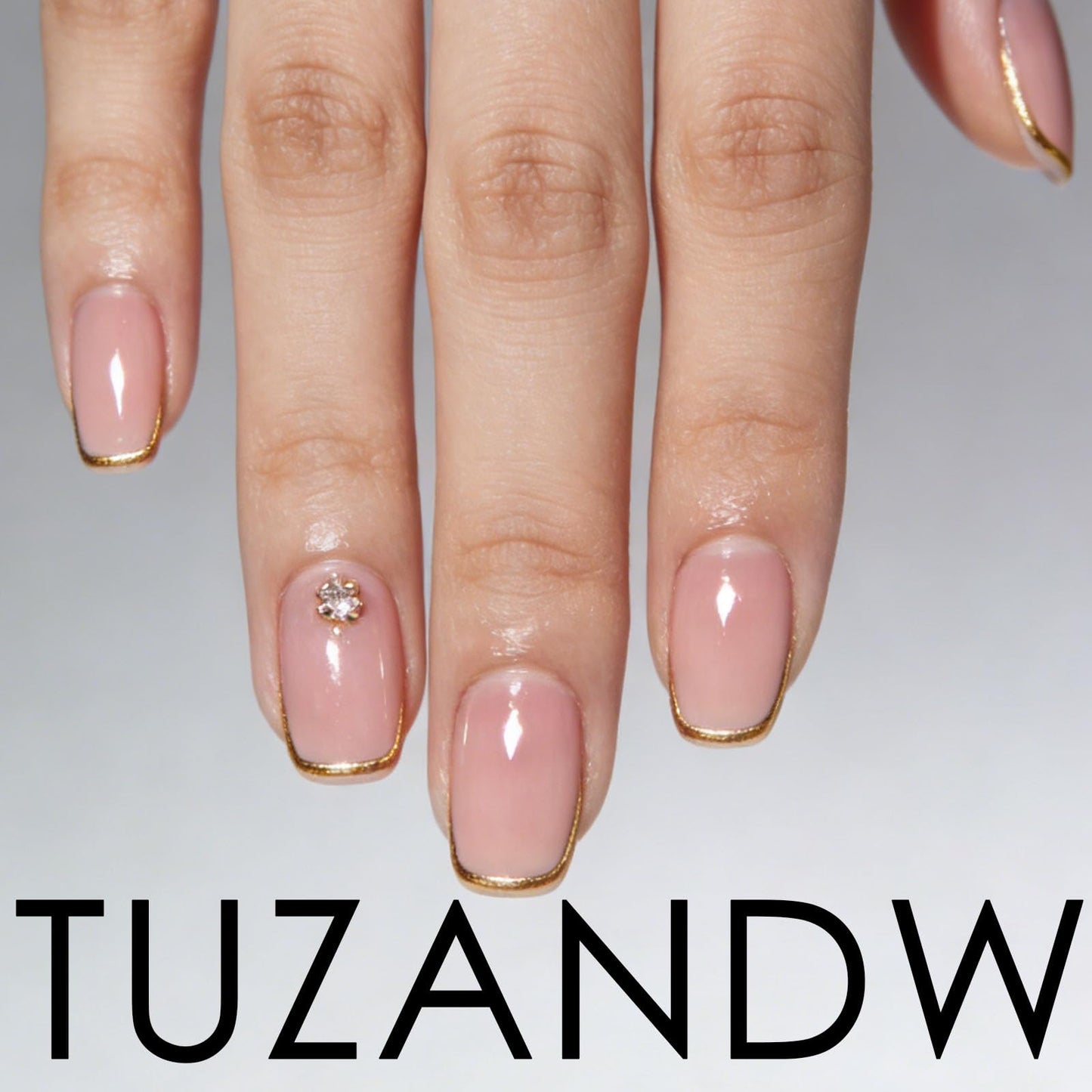 French Tip Press on Nails Short Square Fake Nails with Polka Dots Flower Designs Cute Nails Press ons Pink Brown White Glue on Nails Spring False Nails Summer Stick on Nails for Women 24Pcs