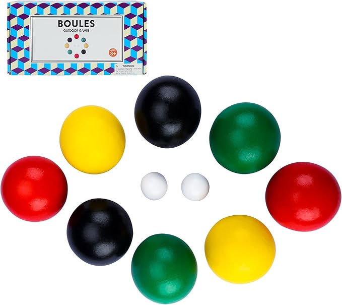 70mm Bocce Ball Set with 8 Bocce Balls, 2 Pallinos for Kids Outdoor Lawn, Backyard & Beach Games - Family-Friendly Wooden Bocce Ball Game Set for Kids, Teens, Beginners (2-8 Players)