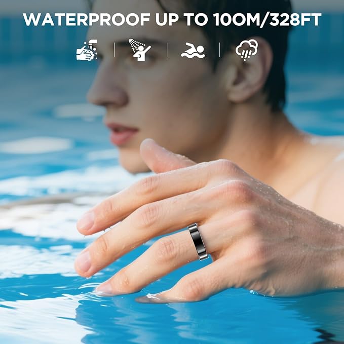 Ultra-thin Smart Ring for Women Men, Activity Fitness Tracker, Waterproof Fitness Ring with Sleep Tracker,24/7 Heart Rate Monitor,Step Counter,Calorie Pedometer,No APP Fee,for iOS Android(RoseGold#11)