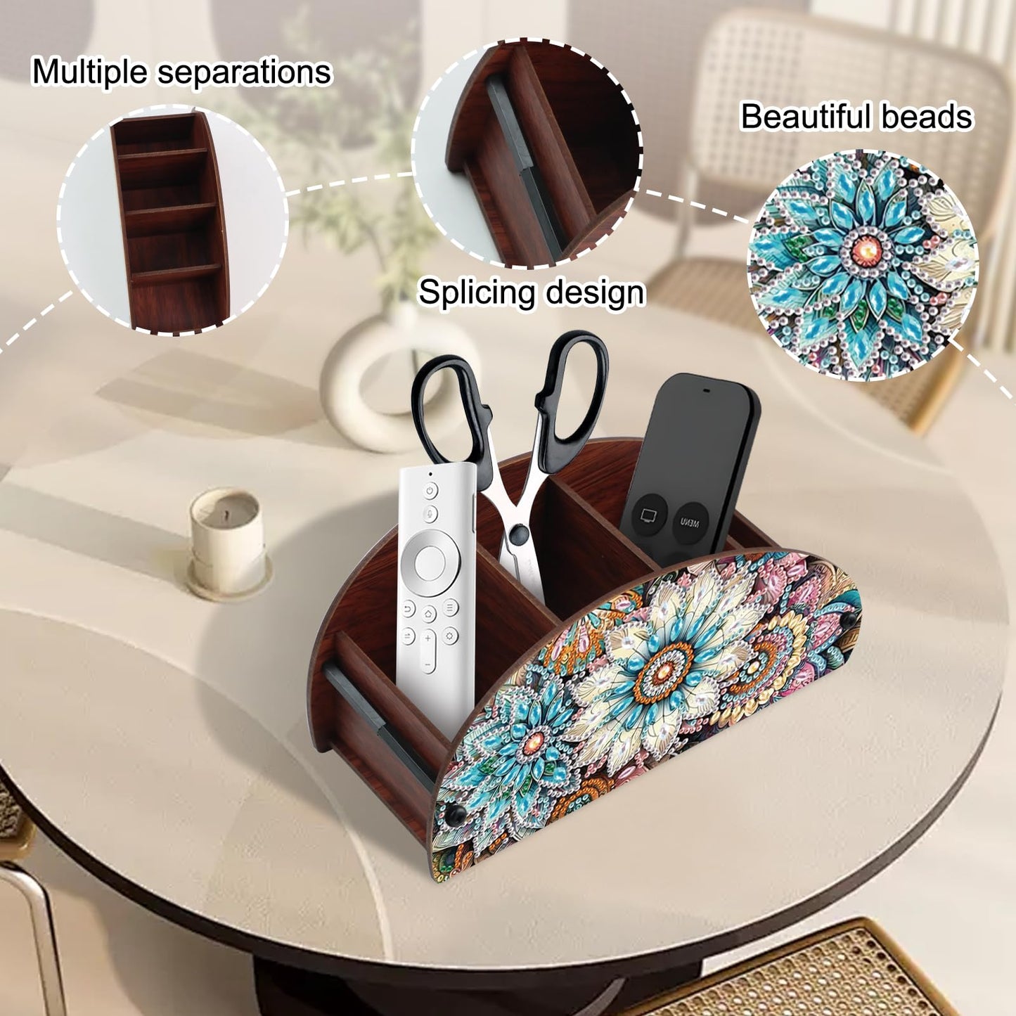 MVVMTOP Diamond Painting Kits Organizer Box, Diamond Art DIY Flowers Special Shape Diamond Partial Mosaic Handmade Making Kit Organizer Box, Home Dining Living Room Tabletop Art Decoration