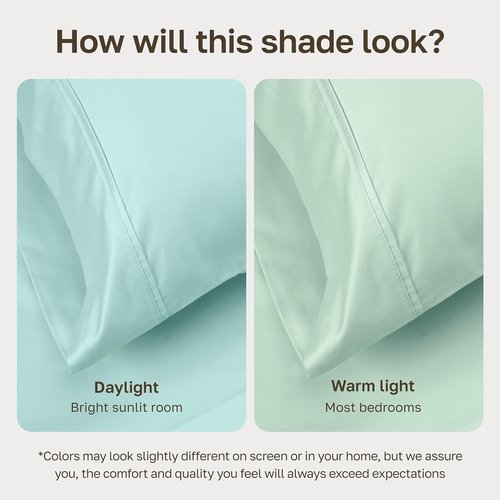 California Design Den Queen Bed Sheets Set - 100% Cotton, 400 Thread Count, Smooth Sateen Finish, Deep Pockets - Seafoam