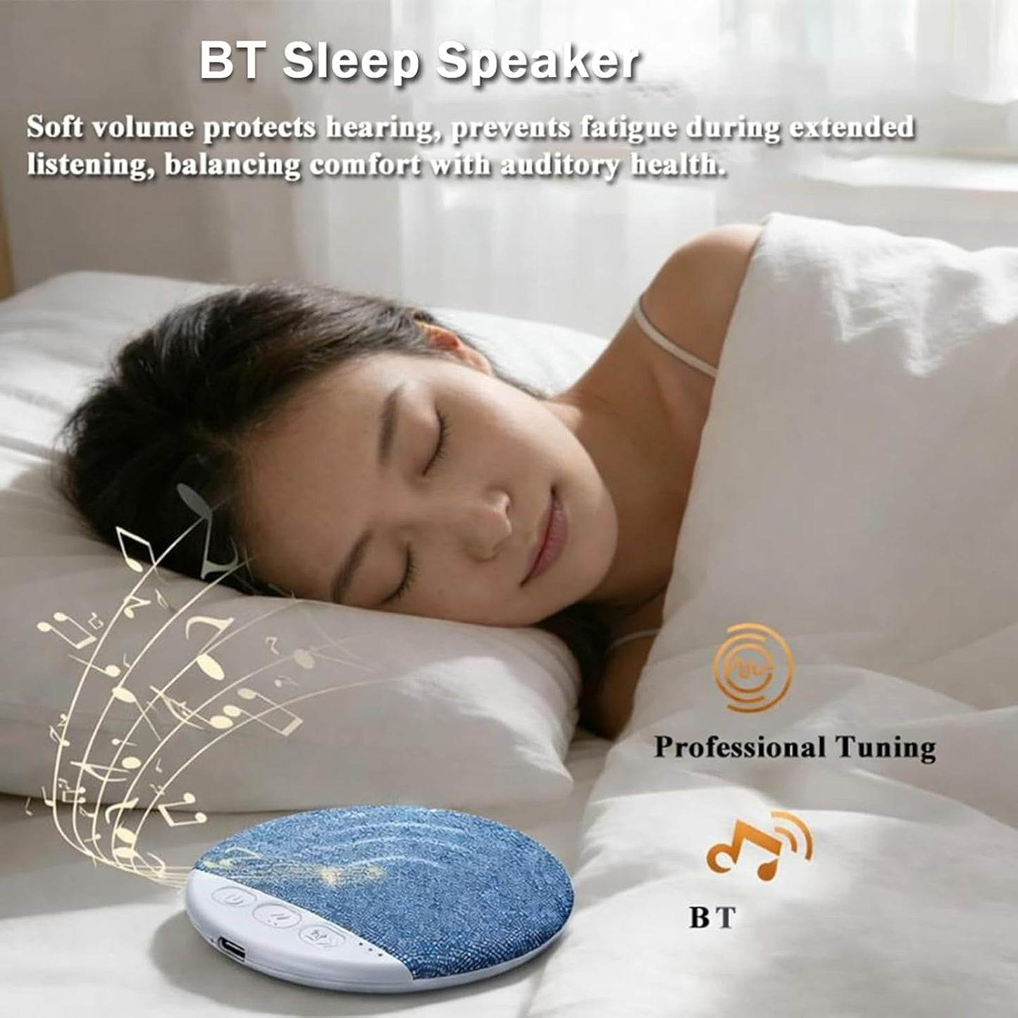 Generic 4 Inch Pillow Speaker for Sleeping, Under Pillow Speaker, Portable Wireless Bone Conduction Speakers with White
