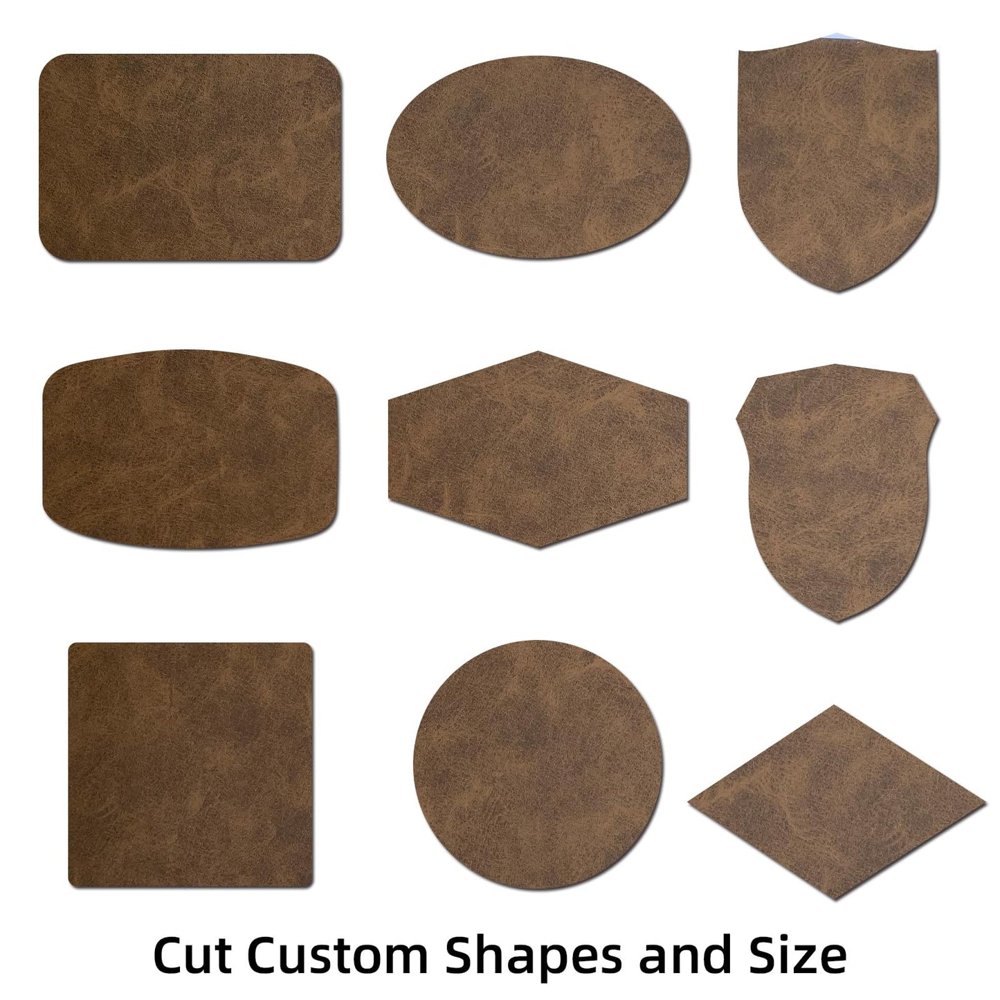 Laserable Leatherette Sheets with Heat Press Adhesive Backing Iron On Hat,Blank Faux Leather Patches for Laser Engraving,Engravable/Engraver Leather Material/Accessories(Rustic Brown-5 Large Pieces)