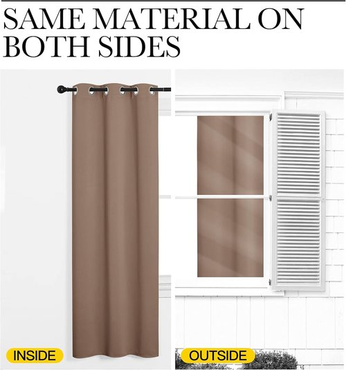 NICETOWN Blackout Curtains - Thermal Insulated Grommet Drapes, Set of 2, 42x78 Inch, Cappuccino
