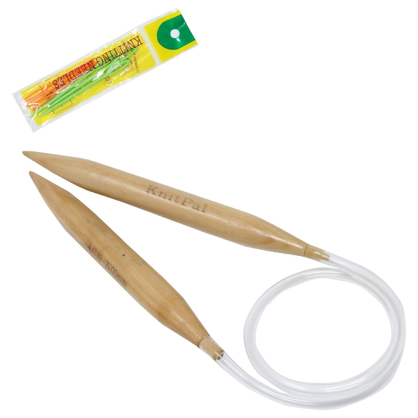 KnitPal 60-inch (150cm) Thick Oak Wooden Circular Knitting Needles with Cable - US Size 50 (25mm) - Large Knitting Needles for Chunky Yarn with eBook