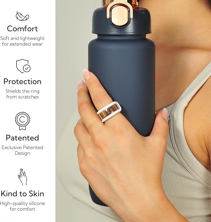 Rinfit Smart Ring Protector - Silicone Ring Enhancer for Active Lifestyle and Gym - StyleFit U.S. Design Patent - White, Size 12